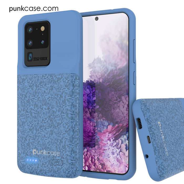 PunkJuice S20 Ultra Battery Case Patterned Blue - Fast Charging Power Juice Bank with 6000mAh (Color in image: Gold)