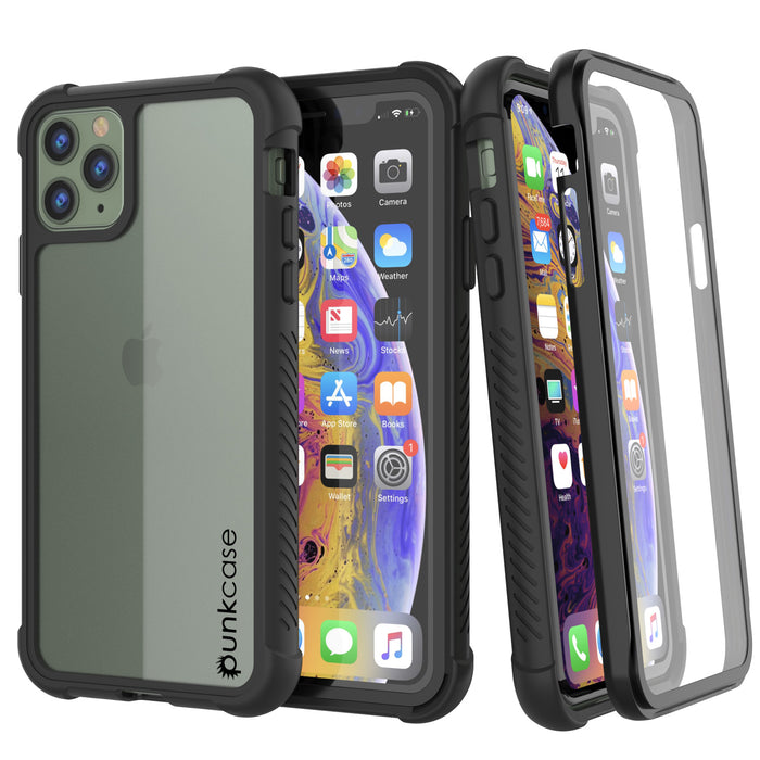 PunkCase iPhone 11 Pro Max Case, [Spartan Series] Clear Rugged Heavy Duty Cover W/Built in Screen Protector [Black] (Color in image: white)