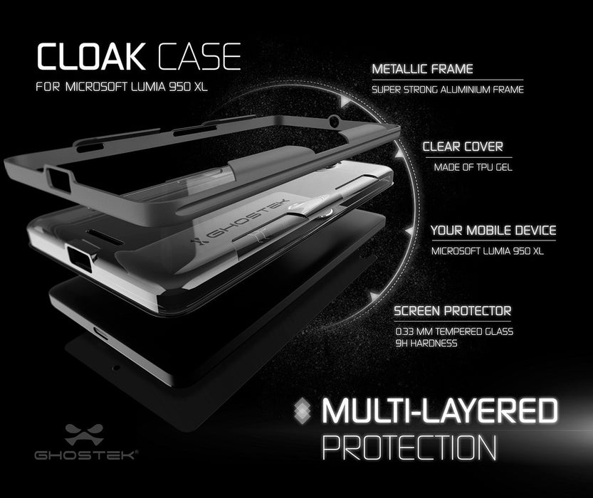 Microsoft Lumia 950 Case, Ghostek® Cloak Black Slim Hybrid Impact Armor | Lifetime Warranty Exchange (Color in image: gold)