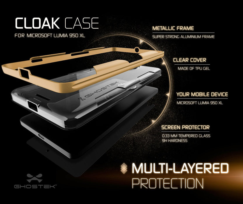 Microsoft Lumia 950 Case, Ghostek® Cloak Gold Slim Hybrid Impact Armor | Lifetime Warranty Exchange (Color in image: black)