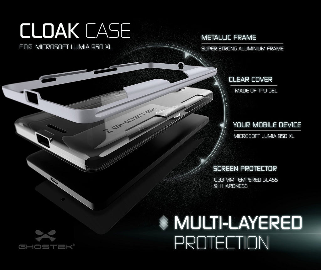 Microsoft Lumia 950 Case, Ghostek® Cloak  Silver Slim Hybrid Impact Armor | Lifetime Warranty Exchange (Color in image: gold)