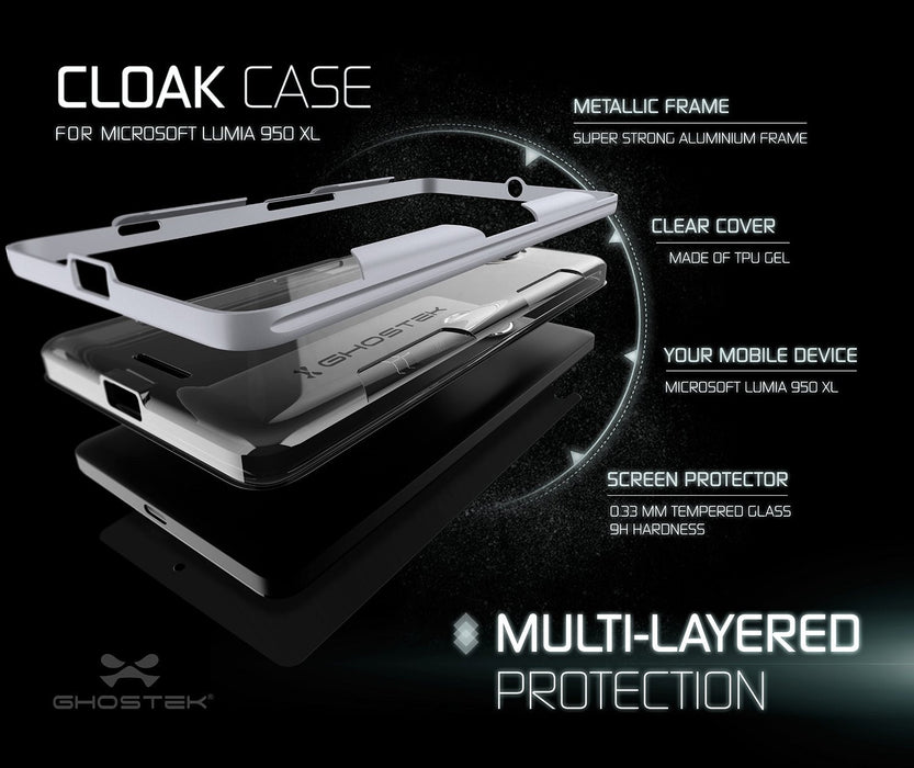 Microsoft 950 XL Case, Ghostek® Cloak Silver Slim Hybrid Impact Armor | Lifetime Warranty Exchange (Color in image: gold)