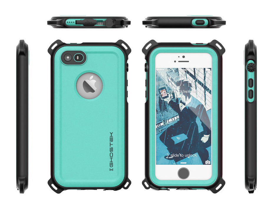 iPhone SE/5S/5 Waterproof Case, Ghostek® Nautical  Teal Series| Underwater | Aluminum Frame | Ultra Fit (Color in image: Pink)