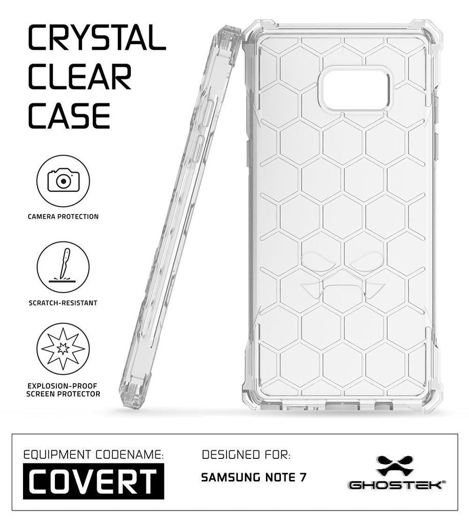 Note 7 Case, Ghostek® Covert Series Clear | Premium Impact Slim Hybrid Cover w/ Screen Protector (Color in image: Grey)