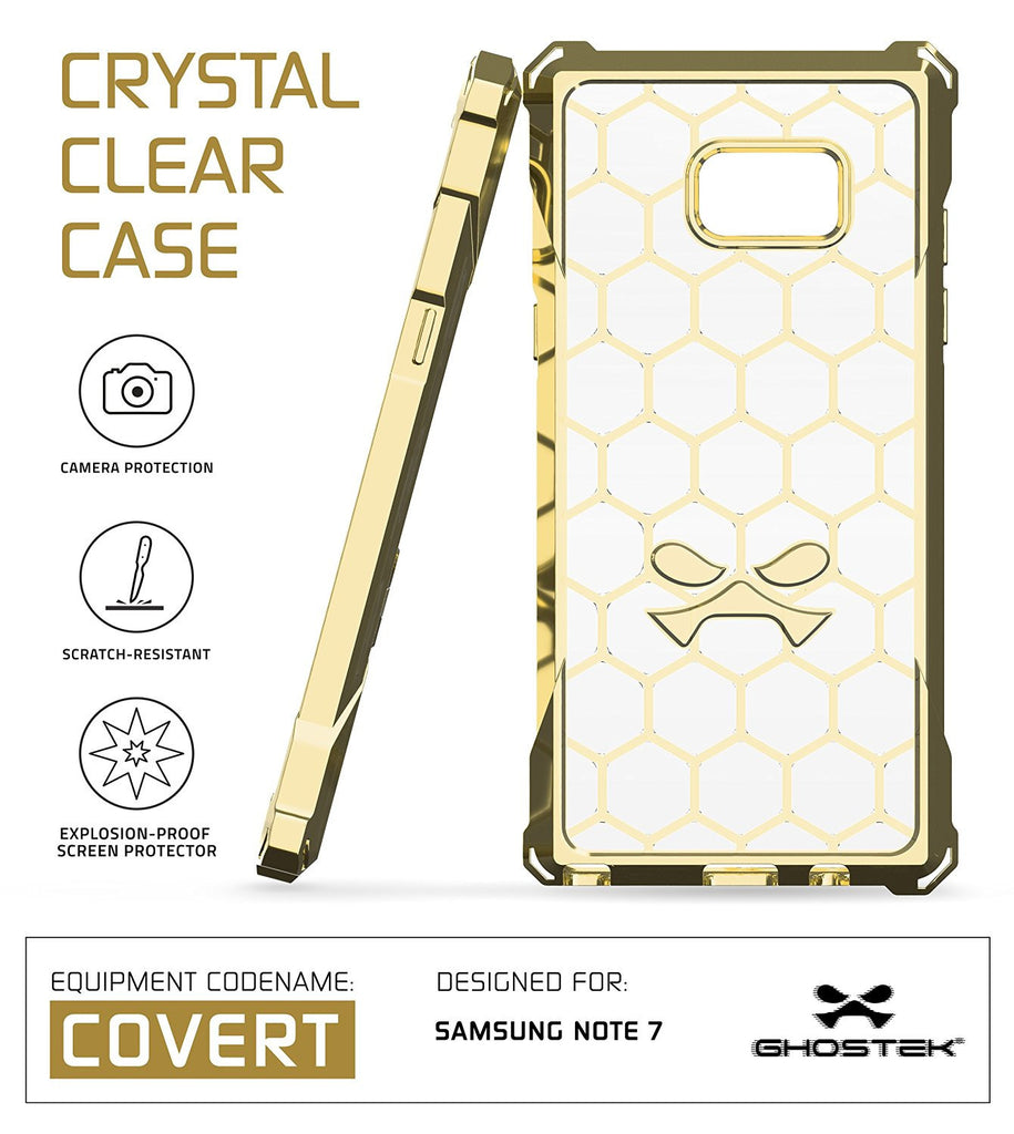 Note 7 Case, Ghostek® Covert Series Gold w/ Explosion-Proof Screen Protector | Ultra Fit (Color in image: Clear)