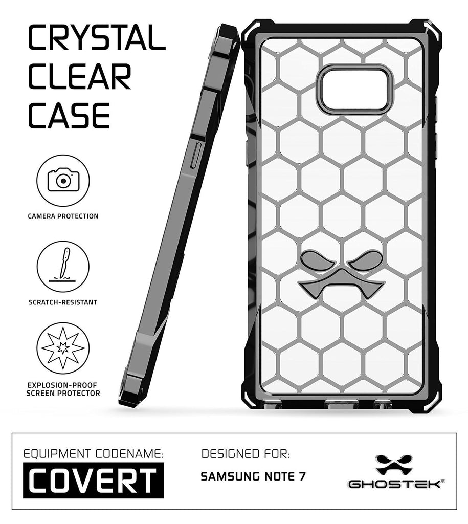 Note 7 Case, Ghostek® Covert Series  w/ Explosion-Proof Screen Protector | Ultra Fit (Color in image: Clear)