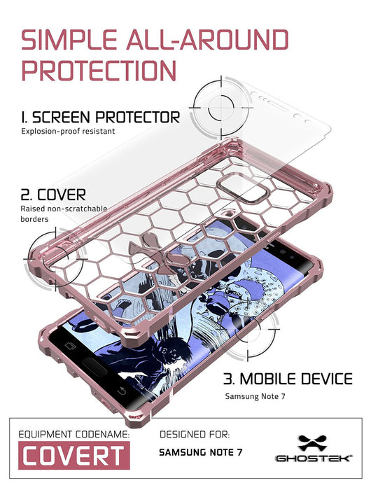 Note 7 Case, Ghostek® Covert Series Peach  w/ Explosion-Proof Screen Protector | Ultra Fit (Color in image: Clear)