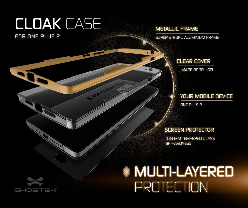 OnePlus 2 Case, Ghostek® Cloak Gold Series for OnePlus 2 Slim Hybrid | Lifetime Warranty Exchange (Color in image: red)