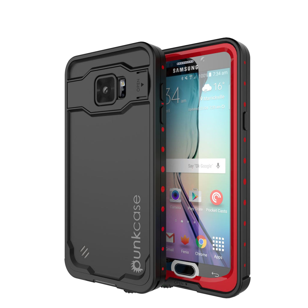 Galaxy Note 5 Waterproof Case, Punkcase StudStar Red Water/Shock/Dirt/Snow Proof | Lifetime Warranty (Color in image: red)