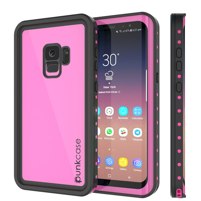 Galaxy S9 Waterproof Case PunkCase StudStar Pink Thin 6.6ft Underwater IP68 Shock/Snow Proof (Color in image: pink)
