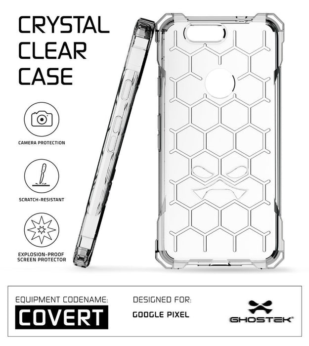 Google Pixel Case, Ghostek® Covert Clear, Premium Impact Protective Armor | Lifetime Warranty Exchange (Color in image: space grey)