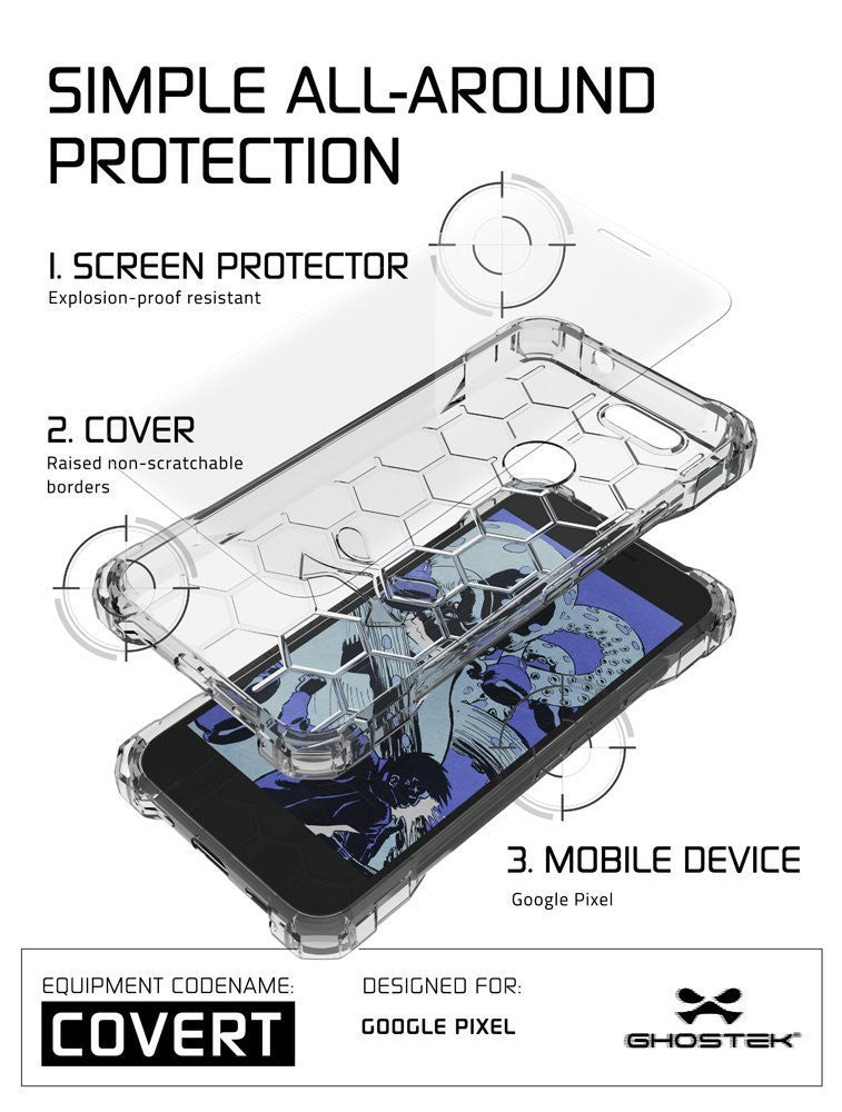 Google Pixel XL Case, Ghostek® Covert Clear, Premium Impact Protective Armor | Lifetime Warranty Exchange (Color in image: rose pink)