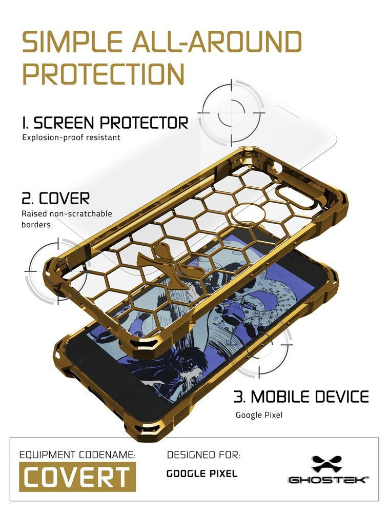 Google Pixel XL Case, Ghostek® Covert Gold, Premium Impact Protective Armor | Lifetime Warranty Exchange (Color in image: space grey)