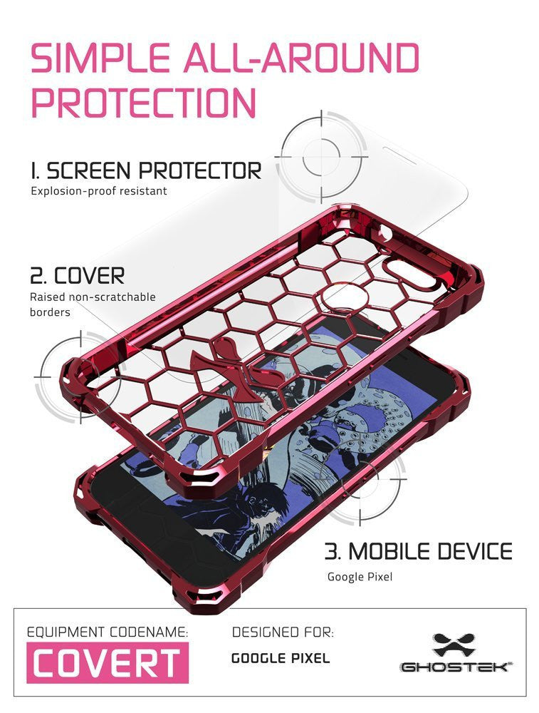 Google Pixel XL Case, Ghostek® Covert Rose Pink, Premium Impact Protective Armor | Warranty (Color in image: clear)