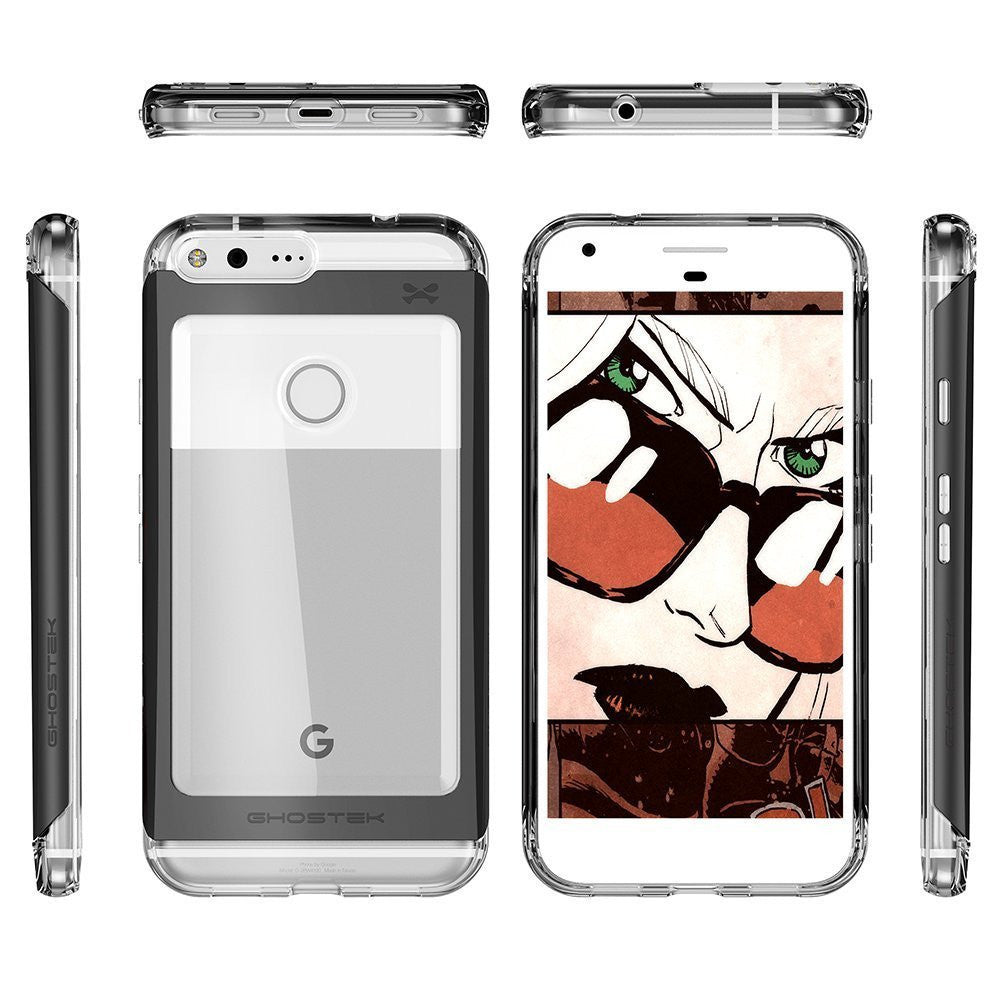 Google Pixel XL Case, Ghostek® Cloak 2.0 Black w/ ExplosionProof Screen Protector | Aluminum Frame (Color in image: Silver)