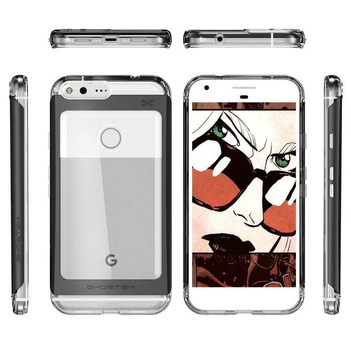 Google Pixel Case, Ghostek® Cloak 2.0 Black w/ ExplosionProof Screen Protector | Aluminum Frame (Color in image: Silver)
