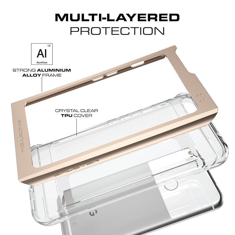 Google Pixel Case, Ghostek® Cloak 2.0 Teal Series w/ Explosion-Proof Screen Protector | Aluminum Frame (Color in image: Pink)