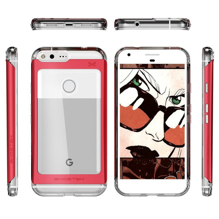 Google Pixel Case, Ghostek® Cloak 2.0 Red Series w/ Explosion-Proof Screen Protector | Aluminum Frame (Color in image: Pink)