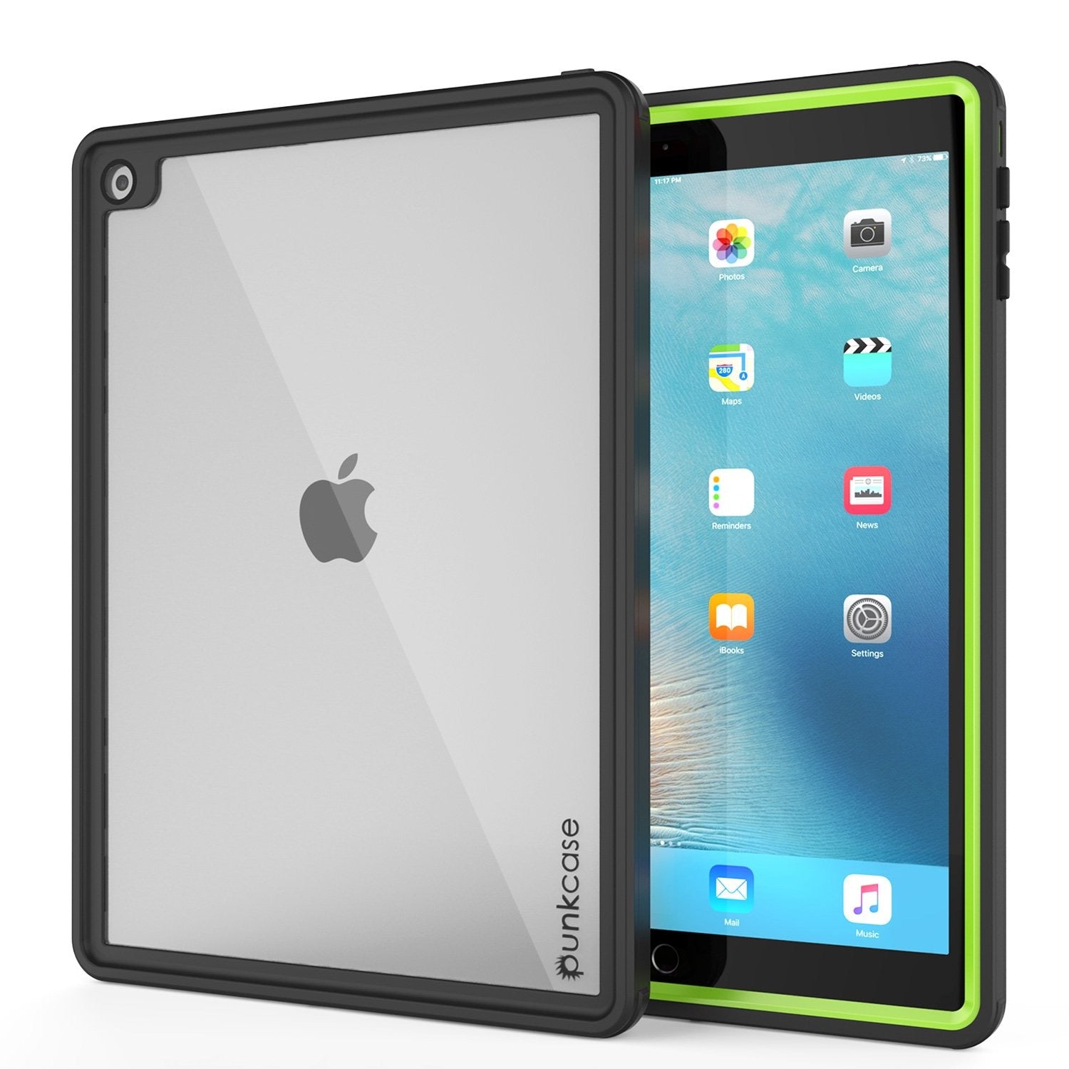 Punkcase iPad Pro 9.7 Case [CRYSTAL Series], Waterproof, Ultra-Thin Cover [Shockproof] [Dustproof] with Built-in Screen Protector [Light Green] (Color in image: Light Green)