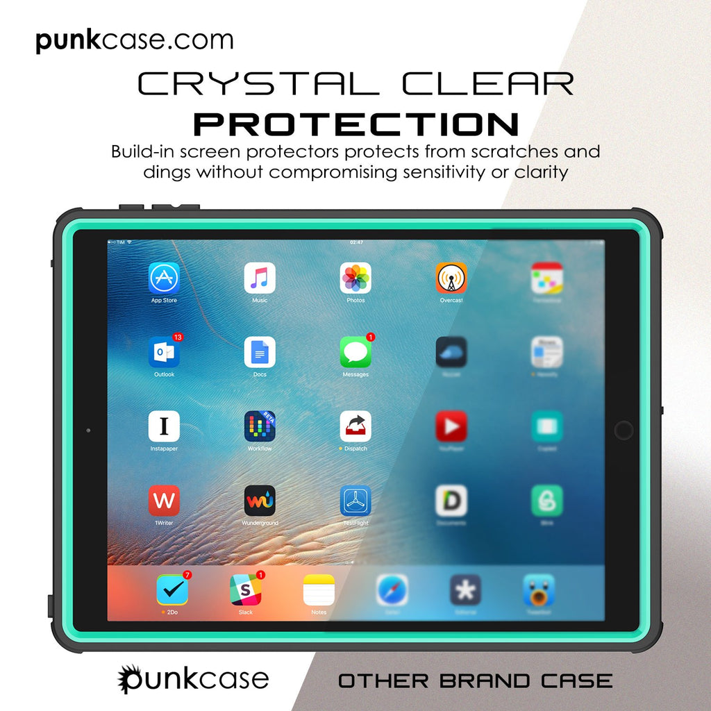 Punkcase iPad Pro 9.7 Case [CRYSTAL Series], Waterproof, Ultra-Thin Cover [Shockproof] [Dustproof] with Built-in Screen Protector [Teal] (Color in image: Black)