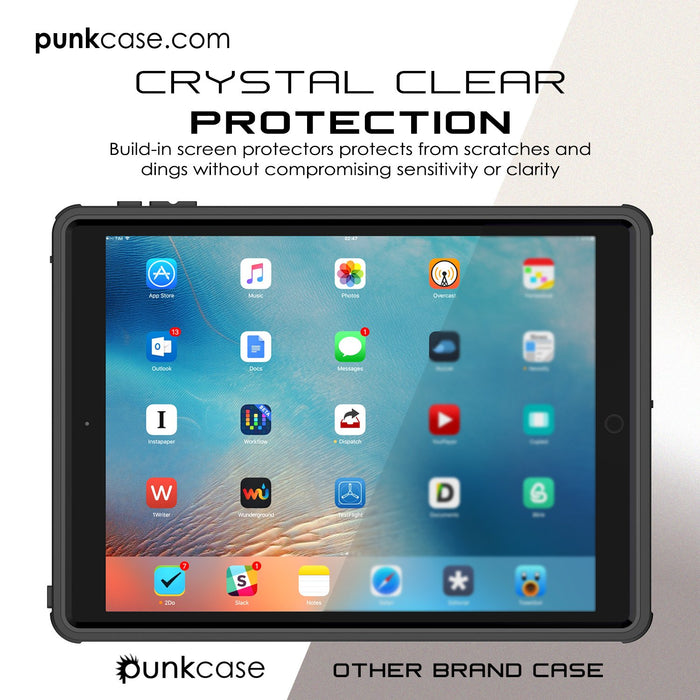 Punkcase iPad Pro 9.7 Case [CRYSTAL Series], Waterproof, Ultra-Thin Cover [Shockproof] [Dustproof] with Built-in Screen Protector [Black] (Color in image: White)