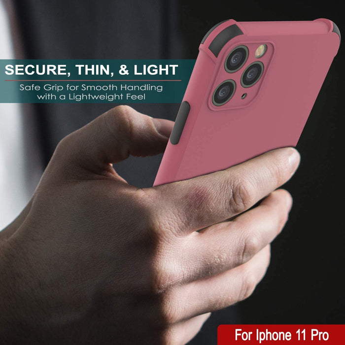 Punkcase Protective & Lightweight TPU Case [Sunshine Series] for iPhone 11 Pro [Rose] (Color in image: Black)