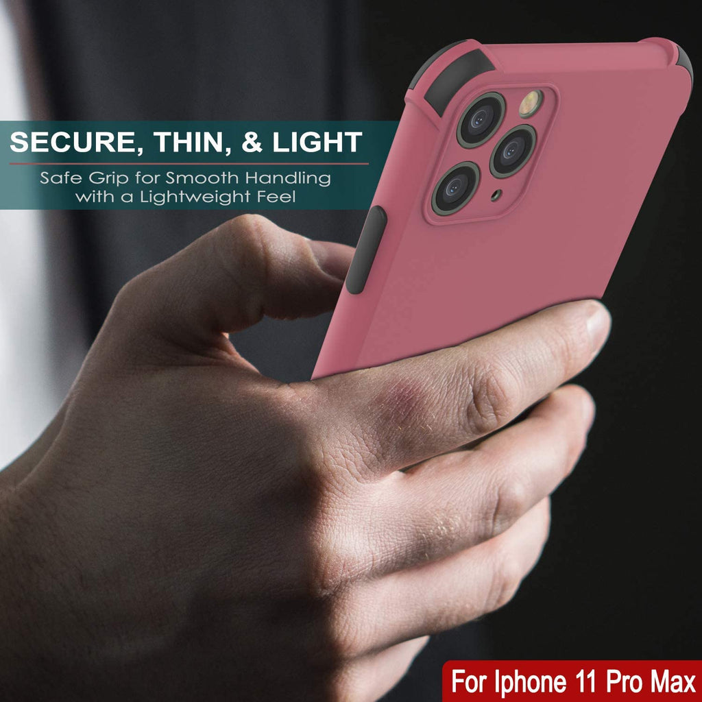Punkcase Protective & Lightweight TPU Case [Sunshine Series] for iPhone 11 Pro Max [Rose] (Color in image: Black)