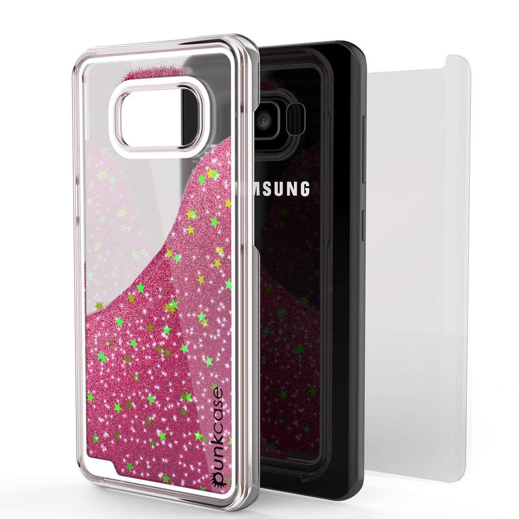 Galaxy S8 Plus Case, Punkcase [Liquid Series] Protective Dual Layer Floating Glitter Cover + PunkShield Screen Protector for Samsung S8 [Pink] (Color in image: Purple)