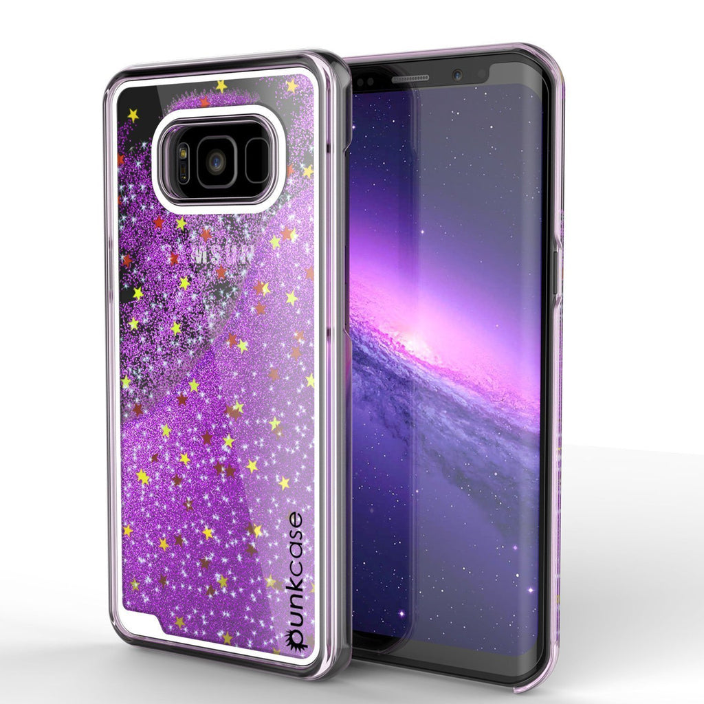 Galaxy S8 Plus Case, Punkcase [Liquid Series] Protective Dual Layer Floating Glitter Cover + PunkShield Screen Protector for Samsung S8 [Purple] (Color in image: Purple)