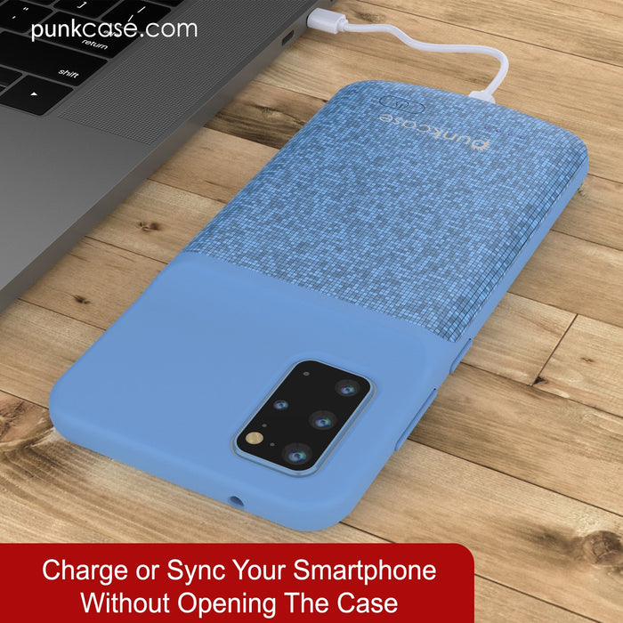 PunkJuice S20+ Plus Battery Case Patterned Blue - Fast Charging Power Juice Bank with 6000mAh (Color in image: Rose-Gold)