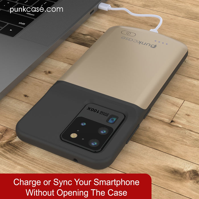 PunkJuice S20 Ultra Battery Case Gold - Fast Charging Power Juice Bank with 6000mAh (Color in image: All Black)