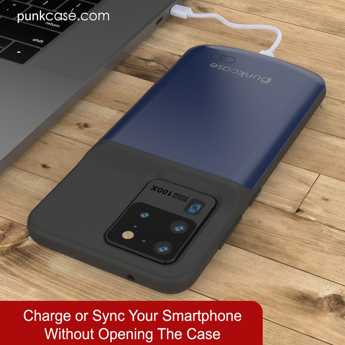 PunkJuice S20 Ultra Battery Case All Blue - Fast Charging Power Juice Bank with 6000mAh (Color in image: Patterned Blue)
