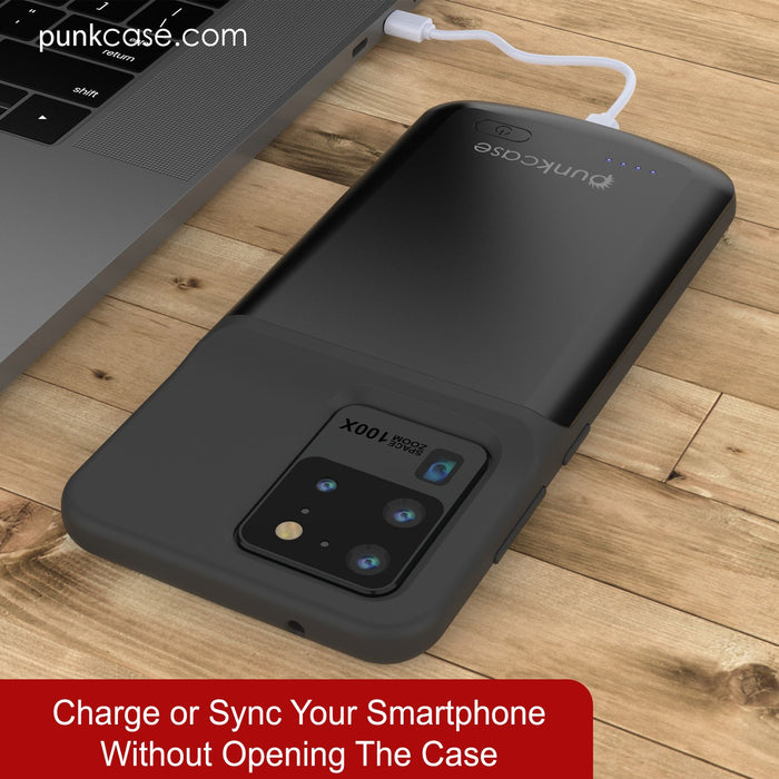 PunkJuice S20 Ultra Battery Case All Black - Fast Charging Power Juice Bank with 6000mAh (Color in image: Patterned Black)