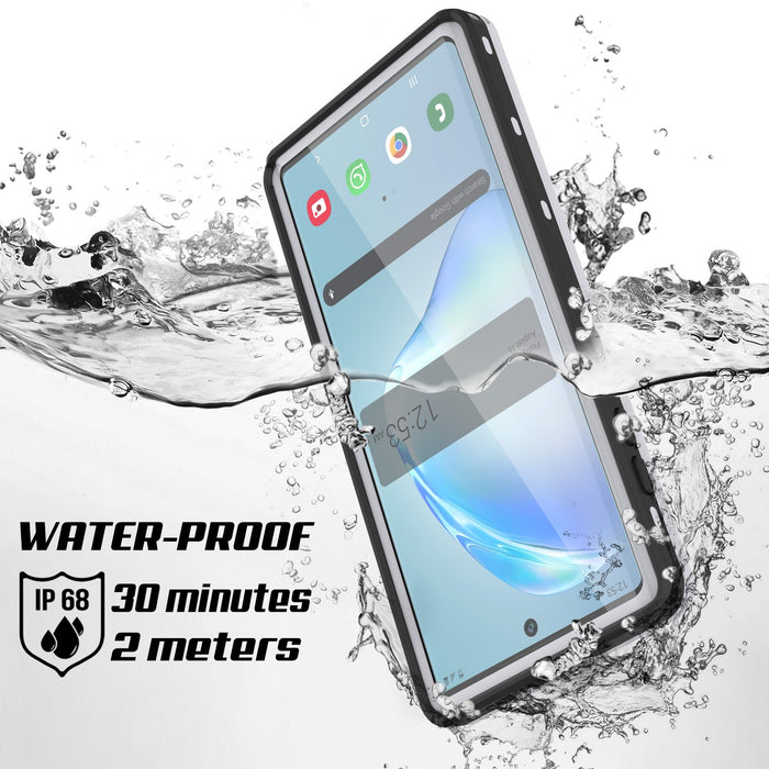 PunkCase Galaxy Note 10+ Plus Waterproof Case, [KickStud Series] Armor Cover [White] (Color in image: Black)