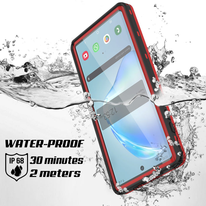 PunkCase Galaxy Note 10 Waterproof Case, [KickStud Series] Armor Cover [Red] (Color in image: Black)
