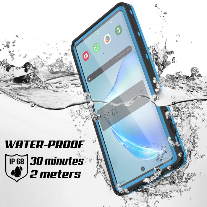 PunkCase Galaxy Note 10 Waterproof Case, [KickStud Series] Armor Cover [Light-Blue] (Color in image: Teal)