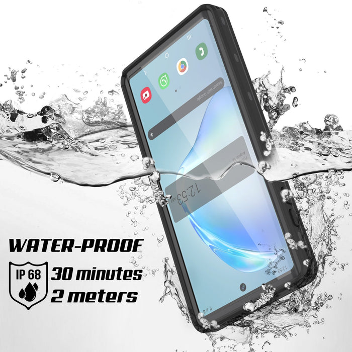 PunkCase Galaxy Note 10+ Plus Waterproof Case, [KickStud Series] Armor Cover [Black] (Color in image: White)