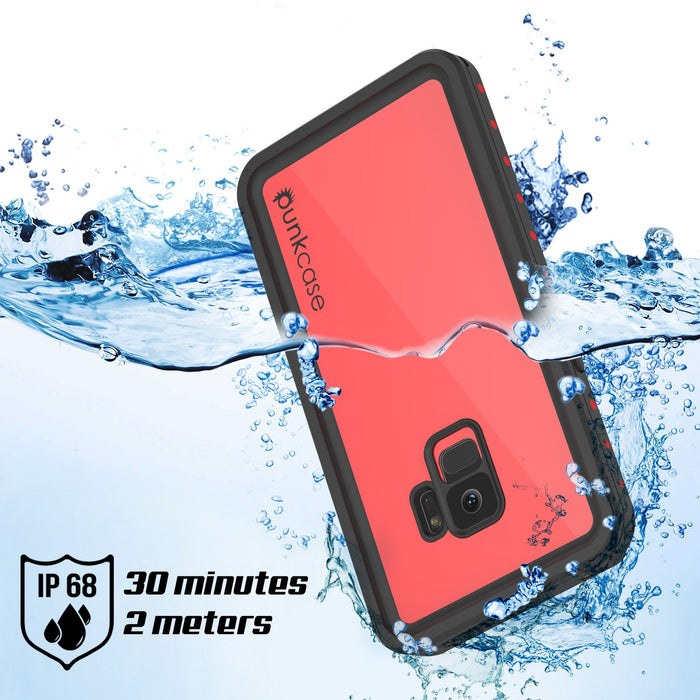 Galaxy S9 Waterproof Case PunkCase StudStar Red Thin 6.6ft Underwater IP68 Shock/Snow Proof (Color in image: pink)