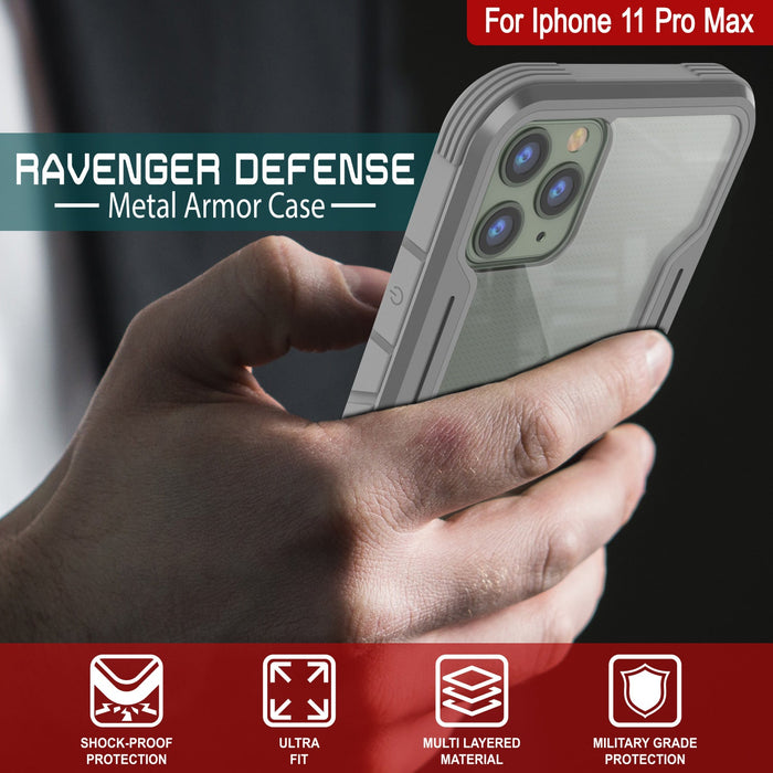 Punkcase iPhone 11 Pro Max ravenger Case Protective Military Grade Multilayer Cover [Grey] (Color in image: Red)