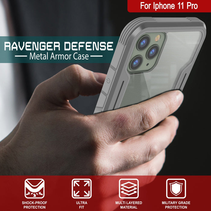 Punkcase iPhone 11 ravenger Case Protective Military Grade Multilayer Cover [Grey] (Color in image: Red)