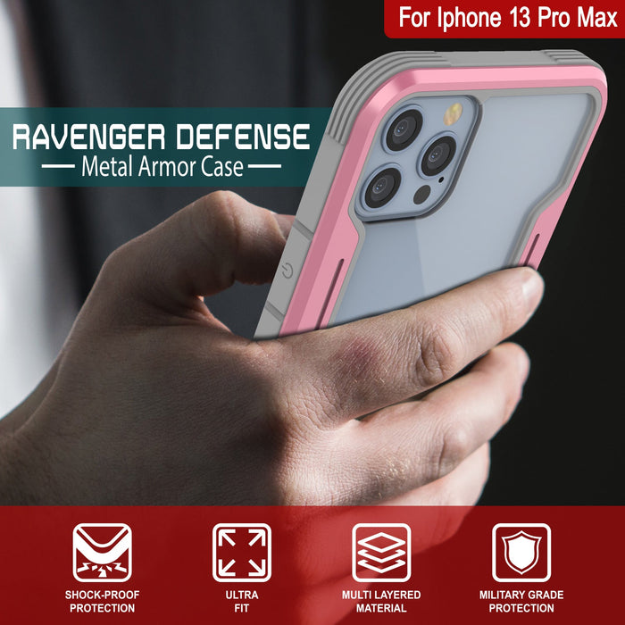 Punkcase iPhone 13 Pro Max ravenger Case Protective Military Grade Multilayer Cover [Rose-Gold] (Color in image: Black)