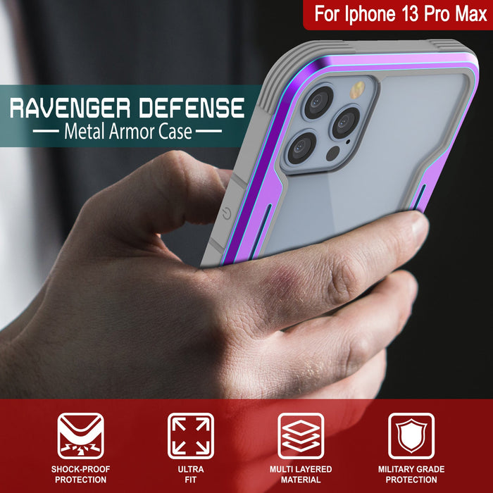 Punkcase iPhone 13 Pro Max ravenger Case Protective Military Grade Multilayer Cover [Rainbow] (Color in image: Red)