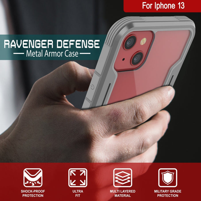 Punkcase iPhone 14 Ravenger MAG Defense Case Protective Military Grade Multilayer Cover [Grey]