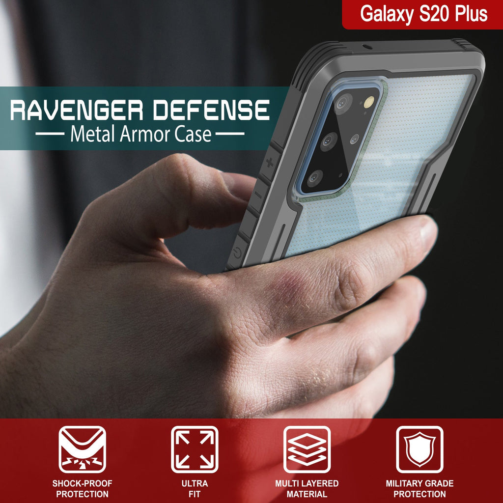 Punkcase S20+ Plus ravenger Case Protective Military Grade Multilayer Cover [Grey-Black] (Color in image: Red)