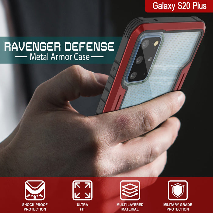 Punkcase S20+ Plus ravenger Case Protective Military Grade Multilayer Cover [Red] (Color in image: Black)