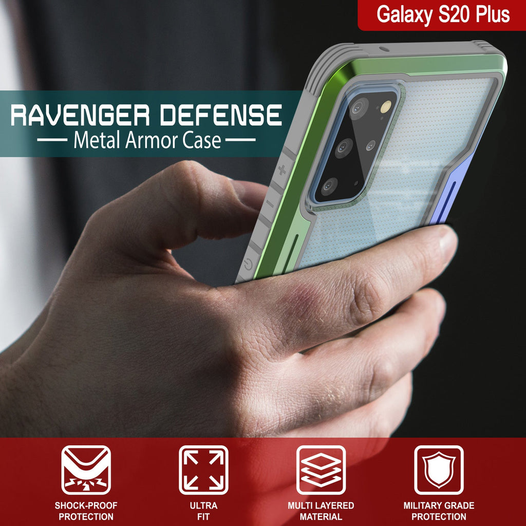 Punkcase S20+ Plus ravenger Case Protective Military Grade Multilayer Cover [Rainbow] (Color in image: Red)
