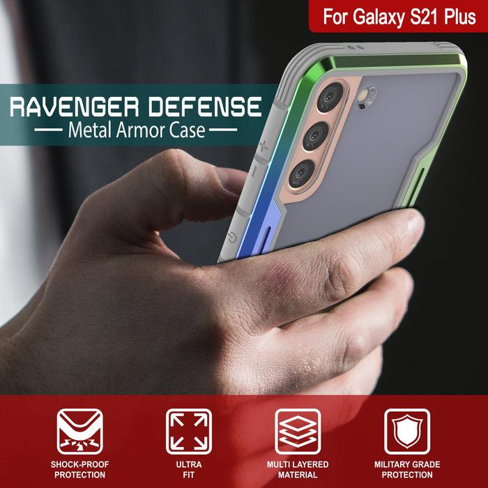 Punkcase S21+ Plus ravenger Case Protective Military Grade Multilayer Cover [Rainbow] (Color in image: Red)