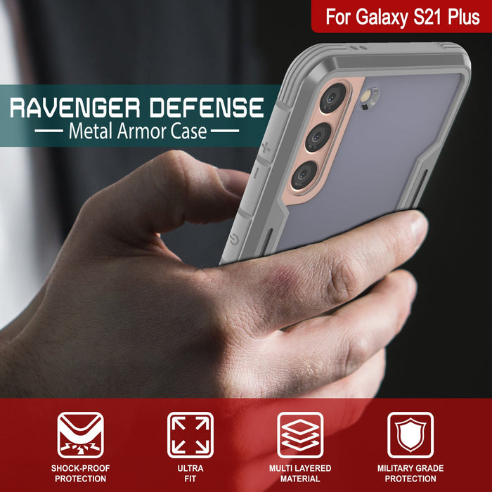 Punkcase S21+ Plus ravenger Case Protective Military Grade Multilayer Cover [Grey] (Color in image: Red)