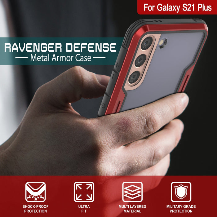 Punkcase S21+ Plus ravenger Case Protective Military Grade Multilayer Cover [Red] (Color in image: Black)