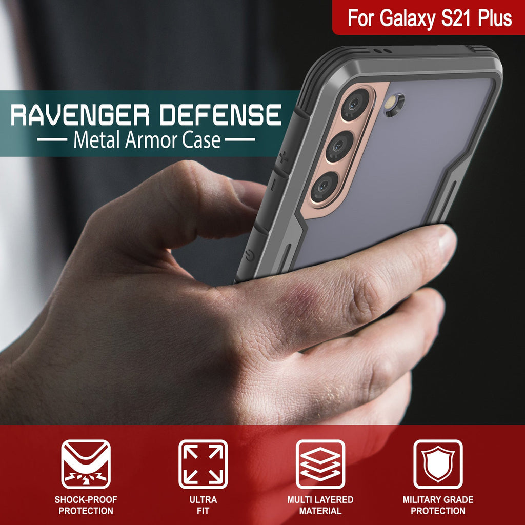 Punkcase S21+ Plus ravenger Case Protective Military Grade Multilayer Cover [Grey-Black] (Color in image: Red)